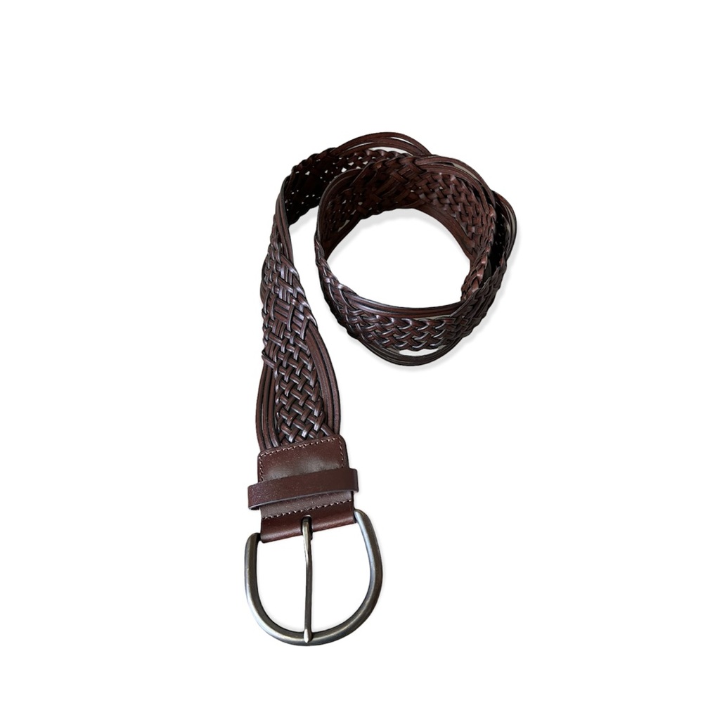 Brown Bonded Leather Wide Boho Belt